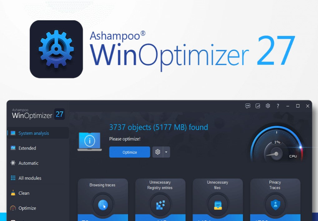 Ashampoo WinOptimizer 27 Key (Lifetime / 1 PC)